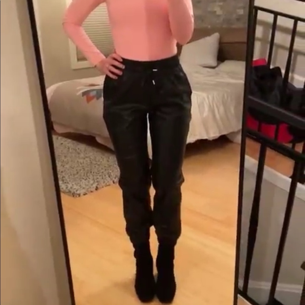 Faux leather joggers